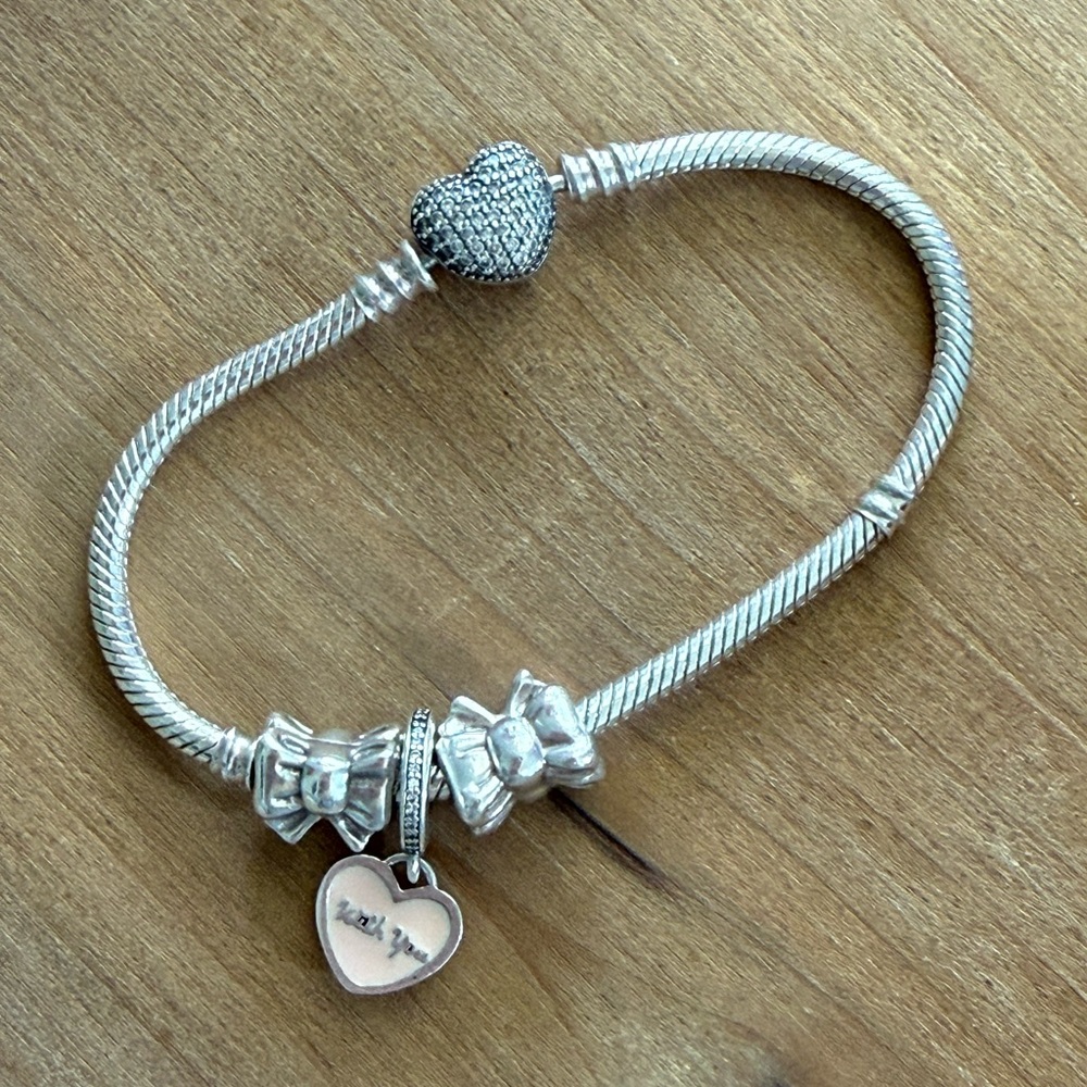 Pandora Silver Heart Charm Bracelet